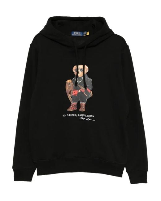 Polo Ralph Lauren Black Polo Bear Fleece Hoodie for men