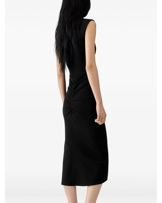 Jacquemus Black Fitted Midi Dress Alba With Ruches