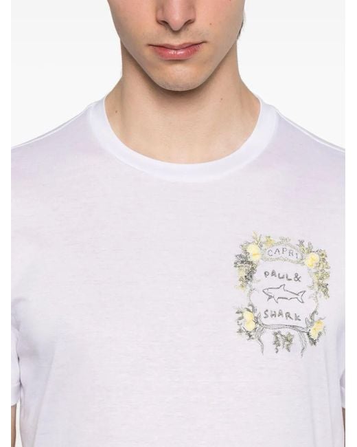 Paul & Shark White Capri Embroidery X-Soft Jersey T-Shirt for men