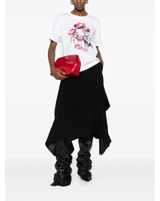 McQueen White Dalmatian-Print T-Shirt