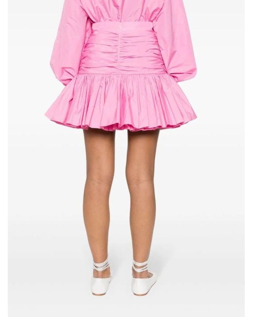 Patou Pink Recycled Faille Flounce Miniskirt