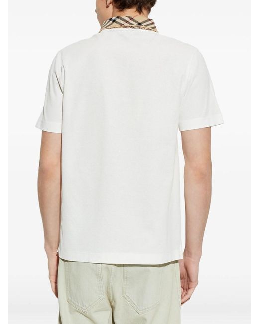 Burberry White Shirt Collar Polo for men