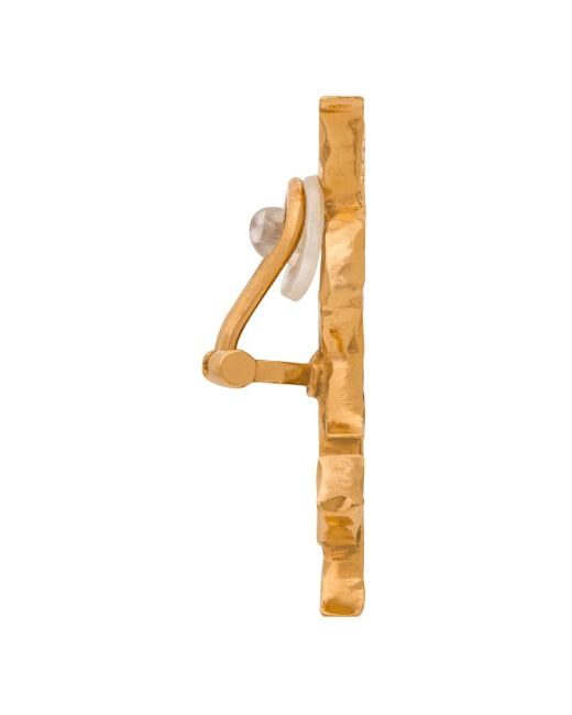 Saint Laurent Metallic Cassandre Single Clip-On Earring