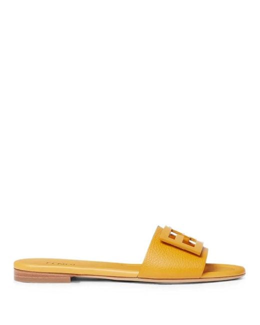 Fendi Yellow Leather Baguette Slide
