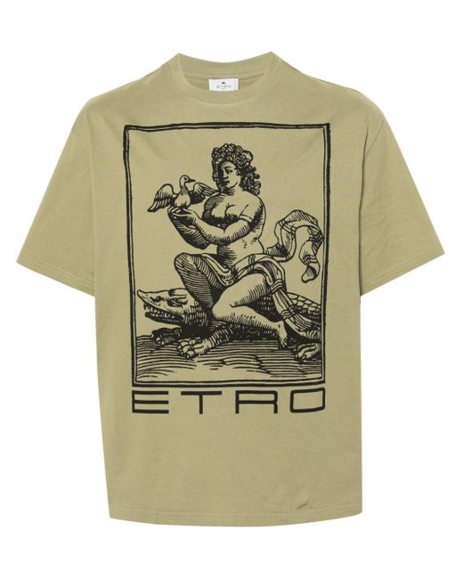 Etro Green T-Shirt With Graphic Print for men