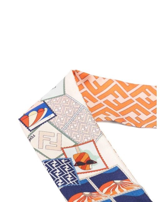 Fendi White Printed Silk Bandeau