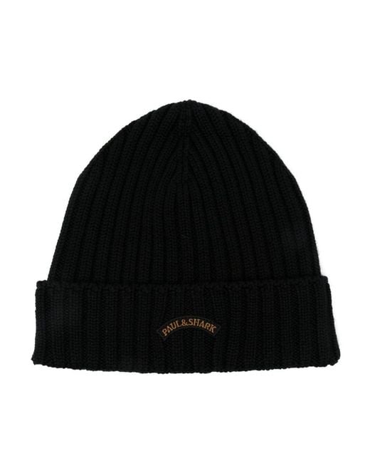 Paul & Shark Black Wool Hat for men