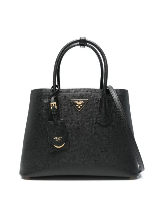 Prada Black Medium Double Saffiano Leather Bag