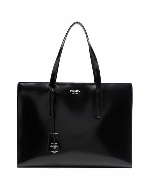 Prada Re-edition 1995 Brushed Leather Tote Bag in Black - Save 33% - Lyst