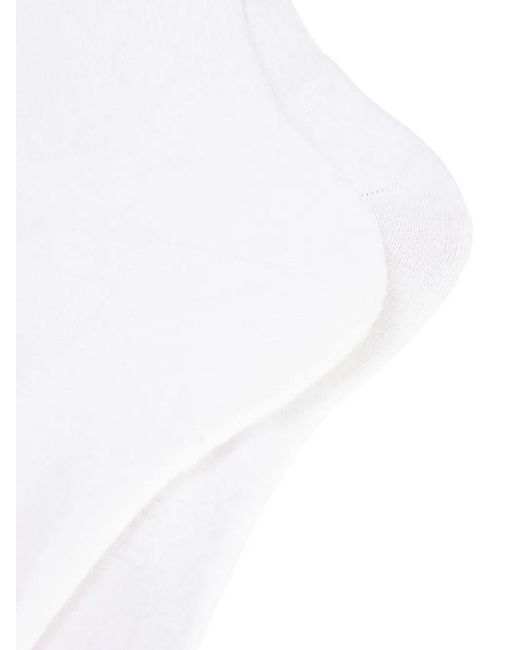 Y-3 White Logo-Embroidered Ribbed Socks for men