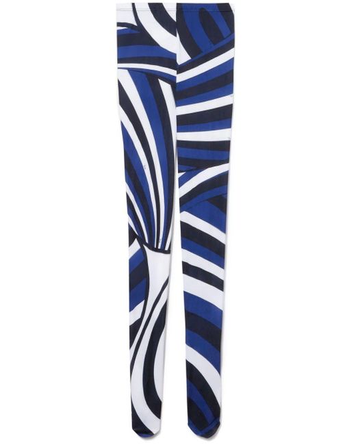 Emilio Pucci Blue Iride-Print Tights
