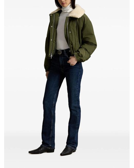 Polo Ralph Lauren Green Windjacket With Shearling Collar