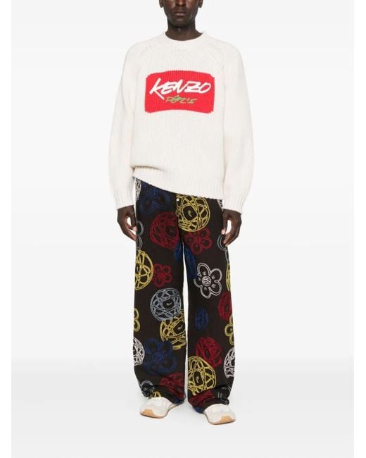 KENZO White X Futura 2000' Wool Jumper With Graffiti Typography for men