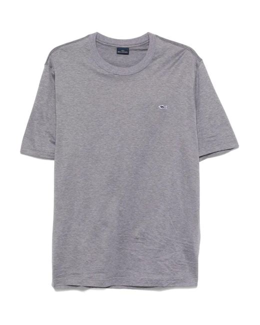 Paul & Shark Gray Logo Patch Cotton T-Shirt for men