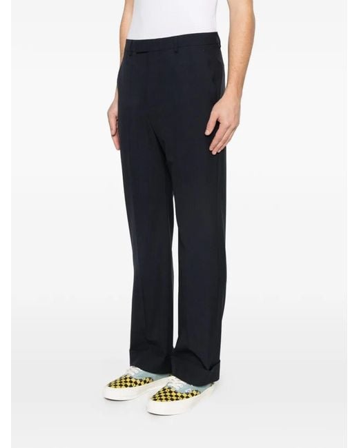 Valentino Garavani Black Wool Trouser With Cuff for men