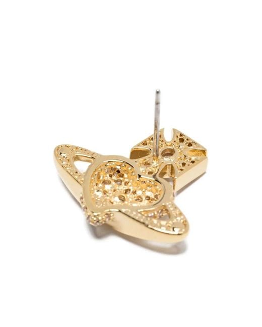 Vivienne Westwood Metallic Valentine's Agnatha Earrings With Crystal Decoration