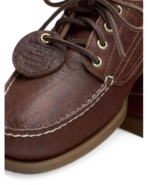 Sebago Brown Askook Artisan Momoth Leather Loafers for men