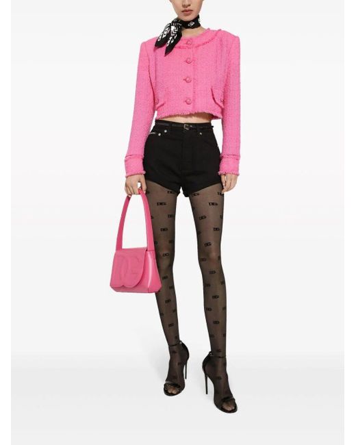 Dolce & Gabbana Pink Cropped Jacket With Round Neckline