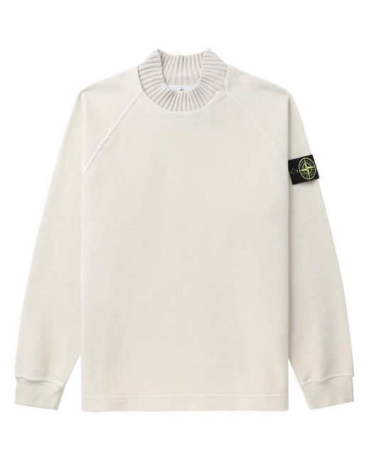Stone Island White Fleece Crewneck Sweatshirt Clothing for men