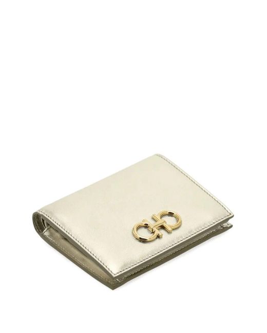 Ferragamo Natural Gancini Laminated Leather Compact Wallet