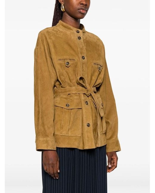 Yves Salomon Brown Belted Suede Jacket
