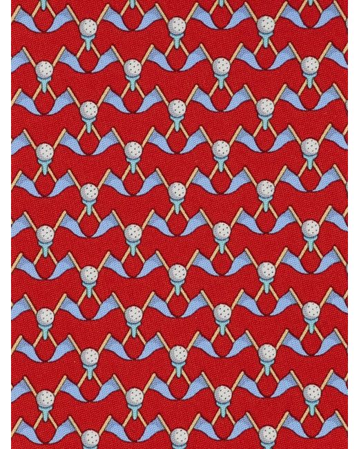 Ferragamo Red Club Print Silk Tie for men