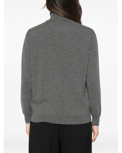 Brunello Cucinelli Gray High Neck Cashmere Sweater With Jewel