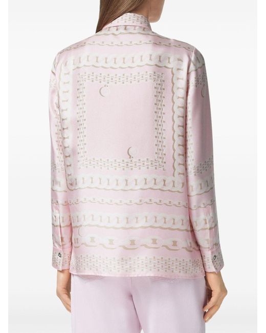 Versace Pink Silk Shirt With Concealed Placket
