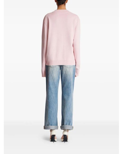 Balmain Pink Silk-Cotton Embroidered Cardigan