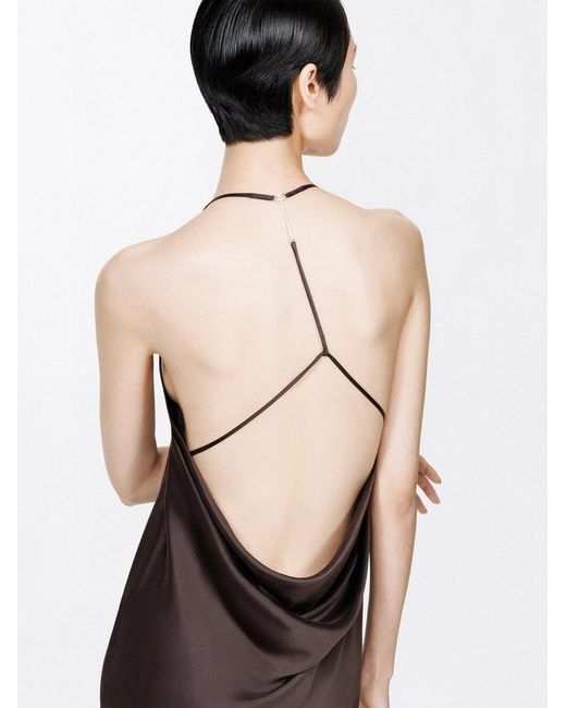 Tom Ford Black Silk Satin Evening Dress With American Neckline