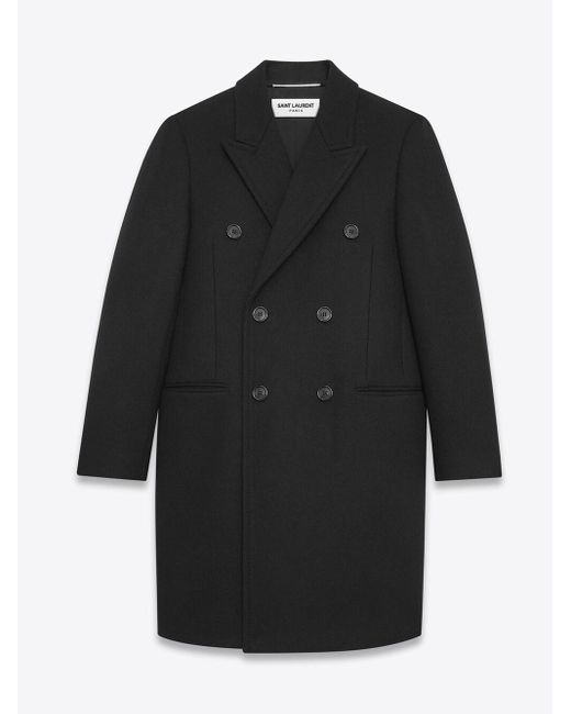 Saint Laurent Black Wool Coat Clothing for men