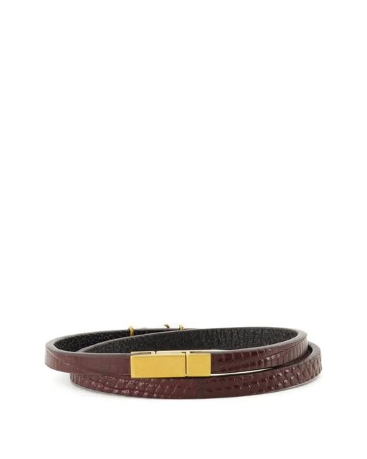 Saint Laurent White Burgundy Cassandre Wrap Bracelet