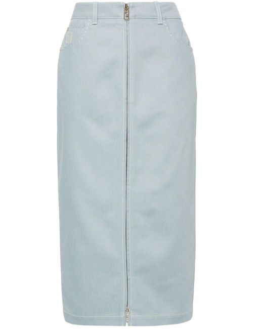 Fendi Blue Zippered Denim Skirt