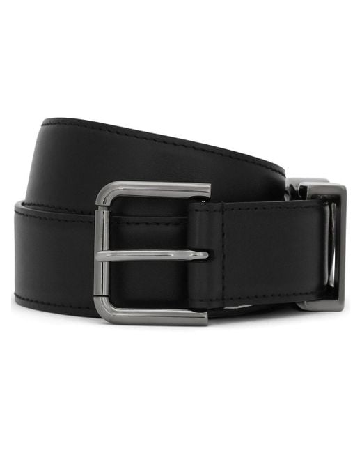 Dolce & Gabbana Black Calfskin Belt With Dg Logo for men