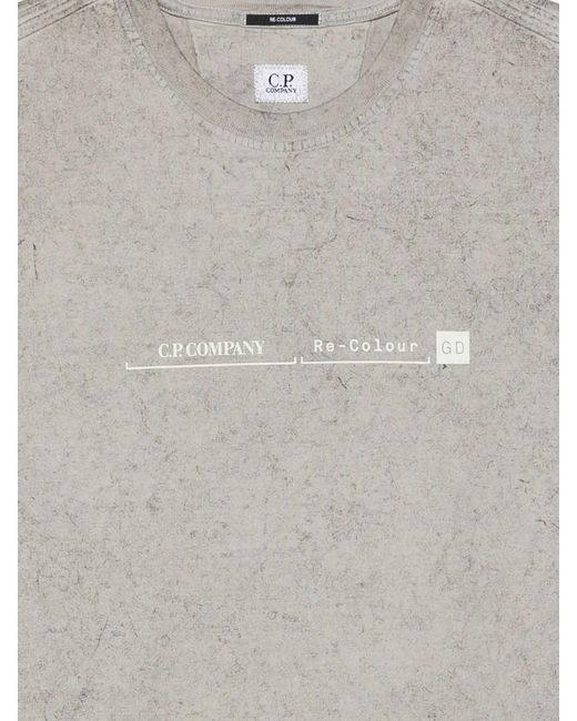 C P Company Gray Mercerized Jersey Logo-Print T-Shirt for men