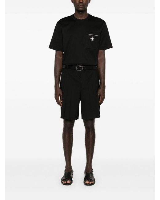 Fendi Black Roma' Print T-Shirt for men