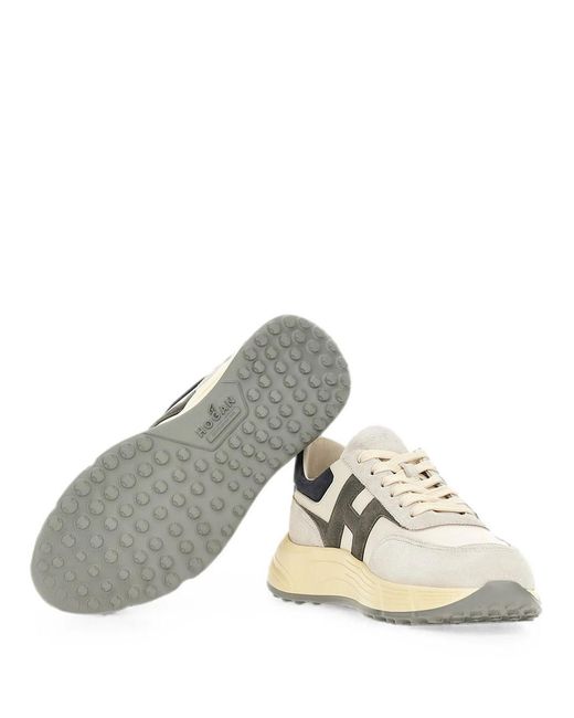 Hogan White Color Block Sneakers for men