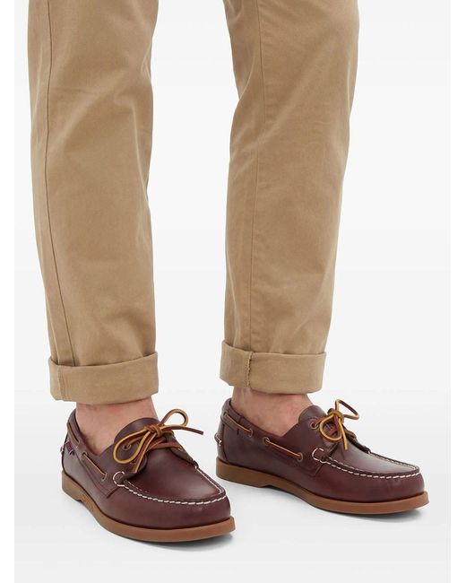 Sebago Brown Portland Waxed Leather Dockside Loafers for men