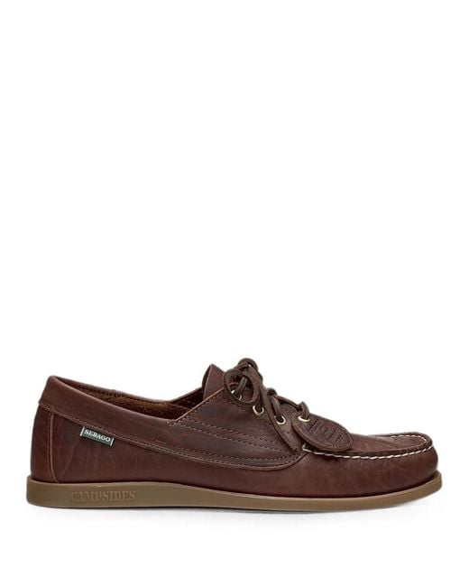 Sebago Brown Askook Artisan Momoth Leather Loafers for men