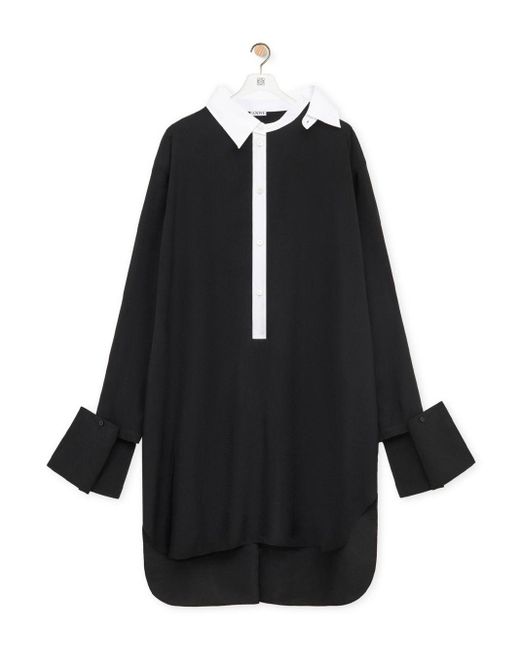 Loewe Black Shirt Dress In Viscose Blend