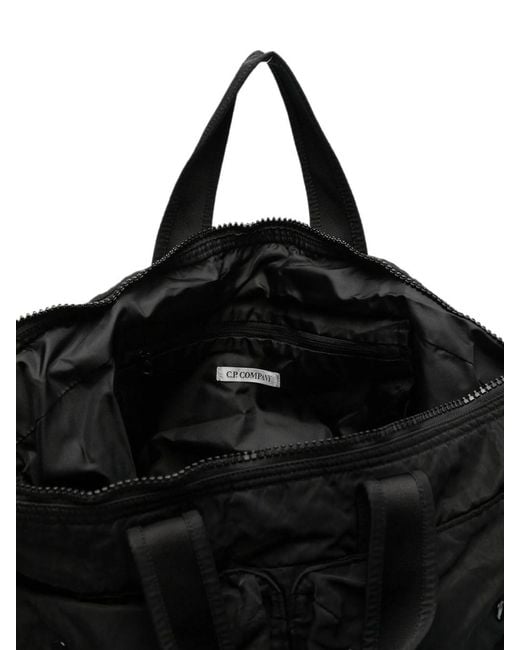 C P Company Black Lens-Detail Multi-Pocket Tote Bag for men