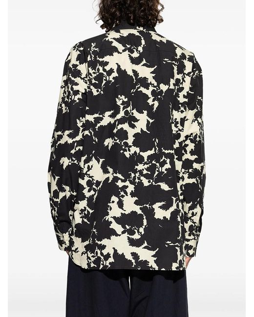Dries Van Noten Black Croom Patterned Cotton Shirt for men