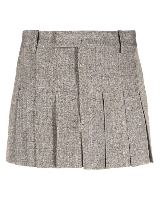 Bottega Veneta Gray Mini Pleated Skirt