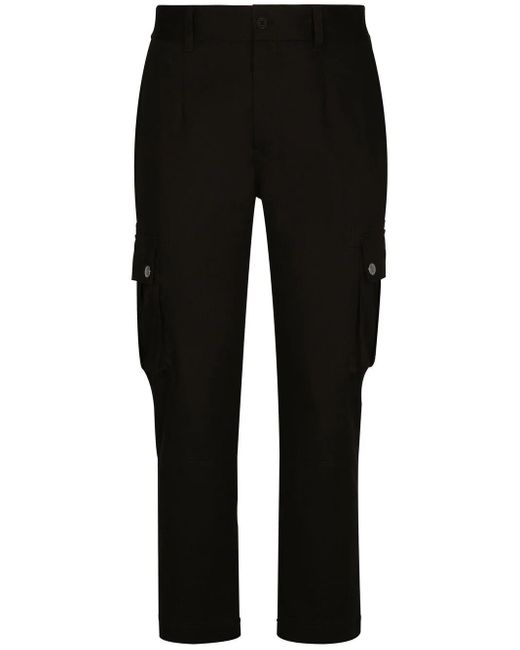 Pantalone cargo cotone con placca logata di Dolce & Gabbana in Black da Uomo