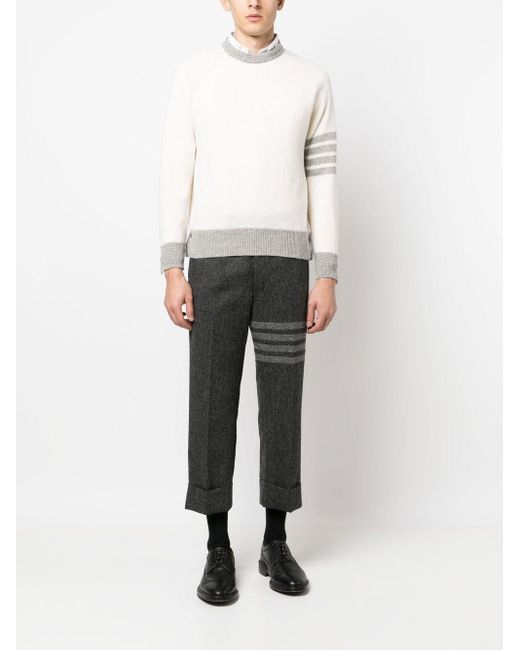 Thom Browne White Wool Knit Jumper for men