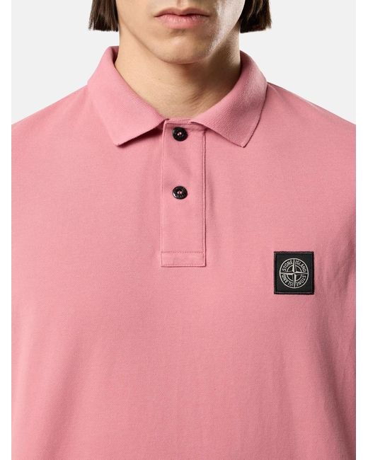 Stone Island Pink Slim Fit Cotton Piquã Polo Shirt for men