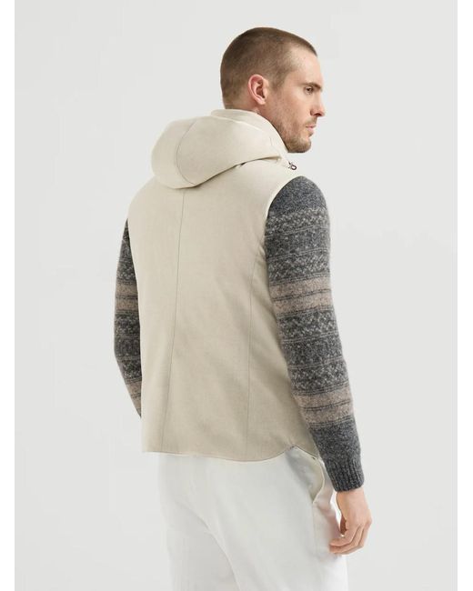 Brunello Cucinelli Natural Sleeveless Down Jacket for men