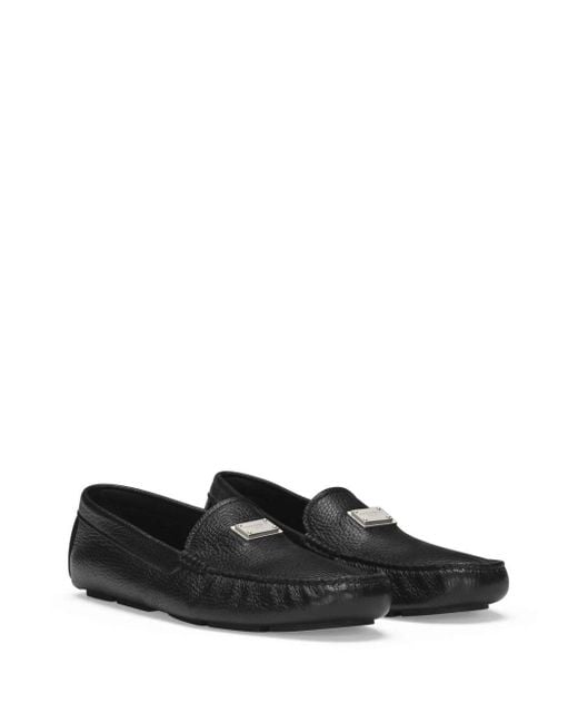 Dolce & Gabbana Black Loafers With Logo Plaque for men