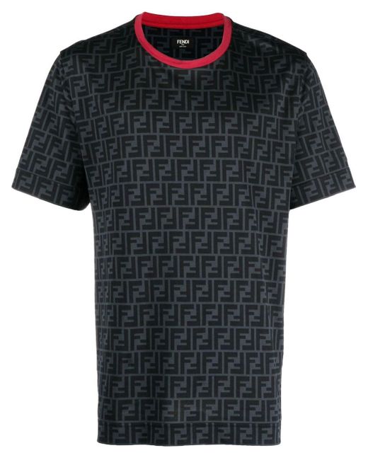 Fendi Black Ff Logo Cotton T-shirt for men