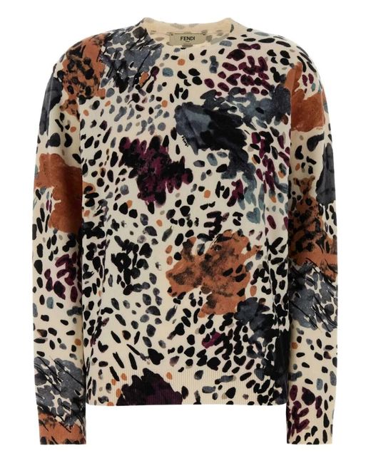Fendi Black 'Falena' Printed Sweater